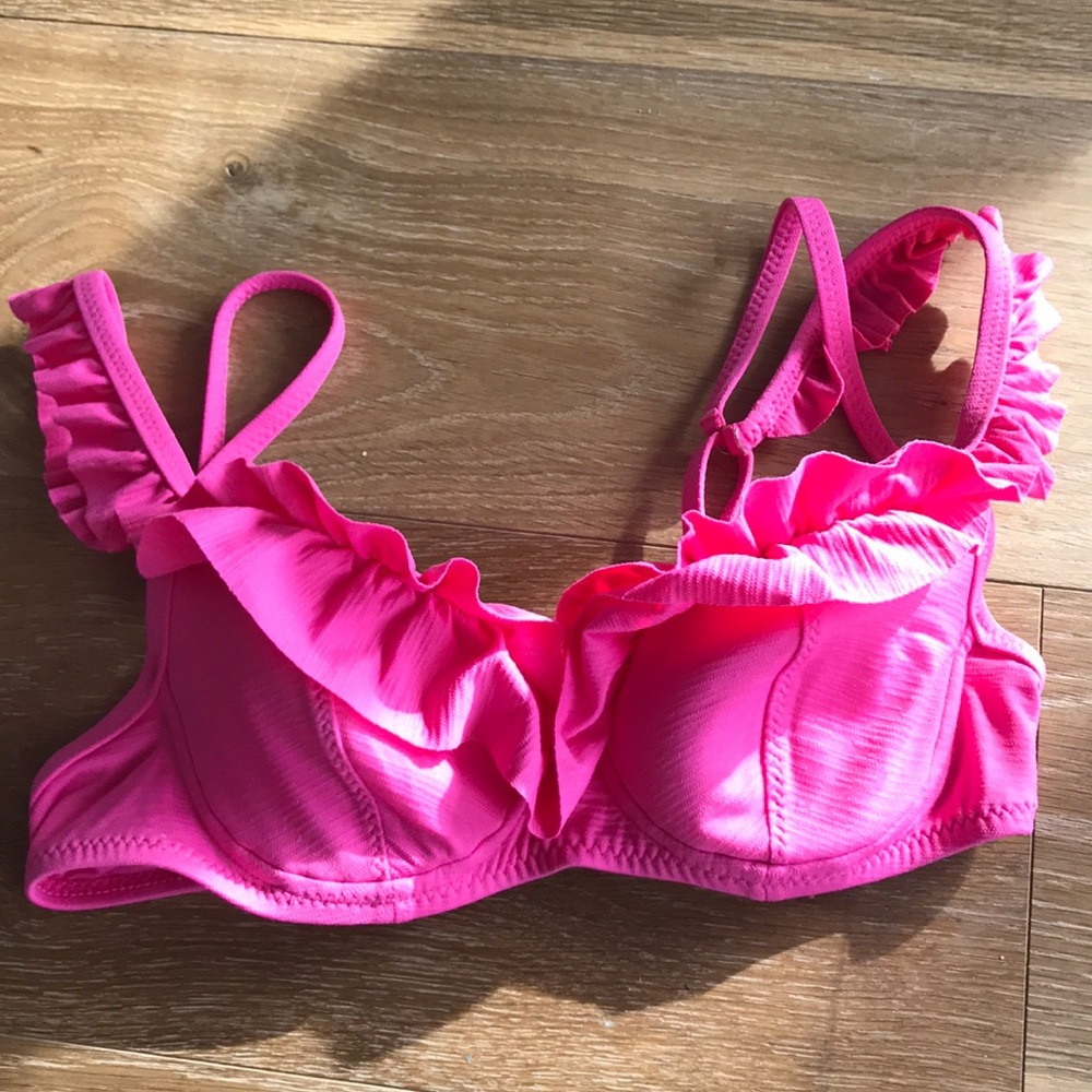 Betsey Johnson Pink Ruffle Bikini Top
